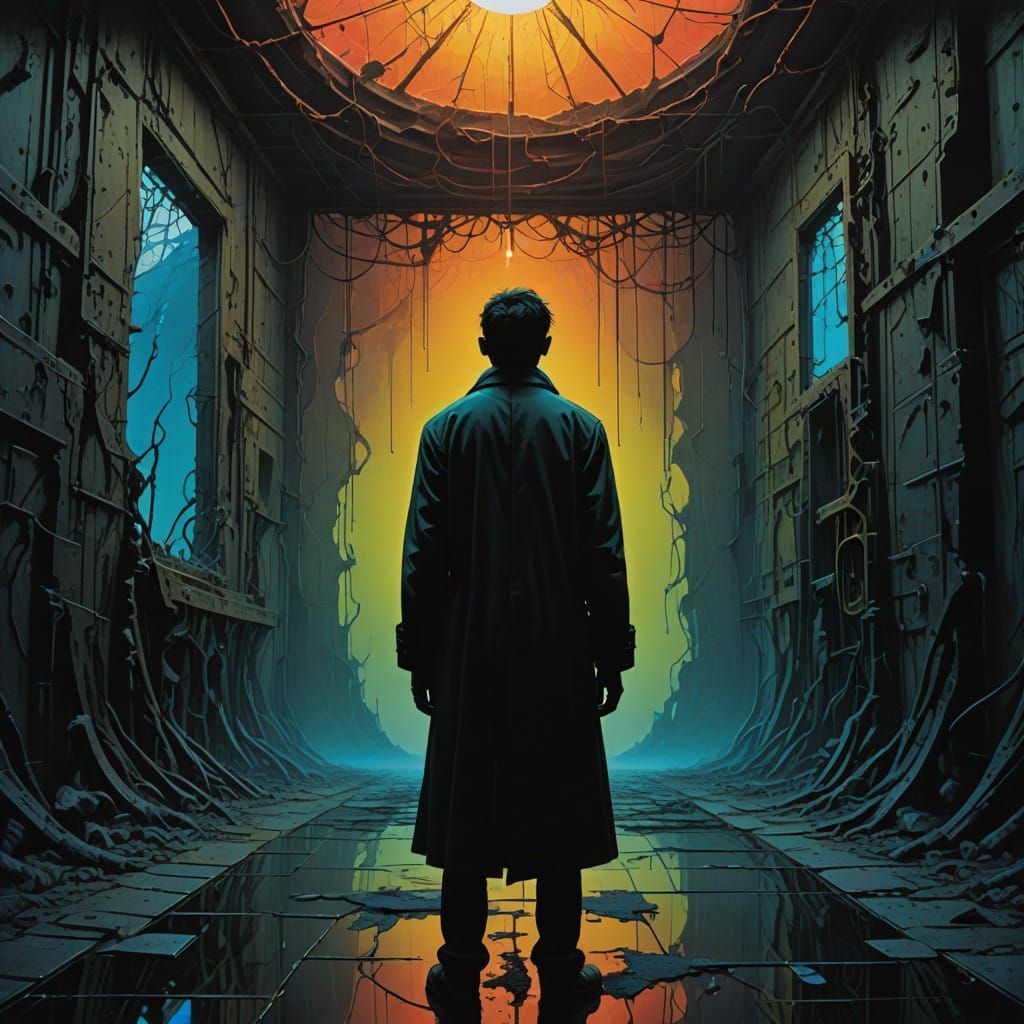 Shadow Self Confronted in a Dreamlike Realm