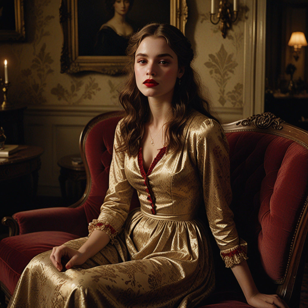 Victorian Era Woman in Moody, Dark Tones