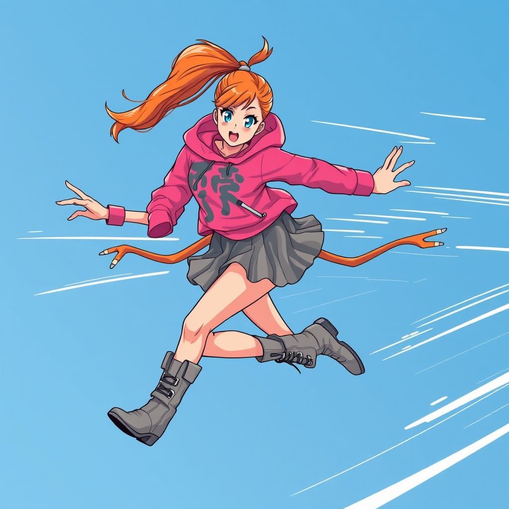 Anime-Style Woman Runs at Superhuman Speed