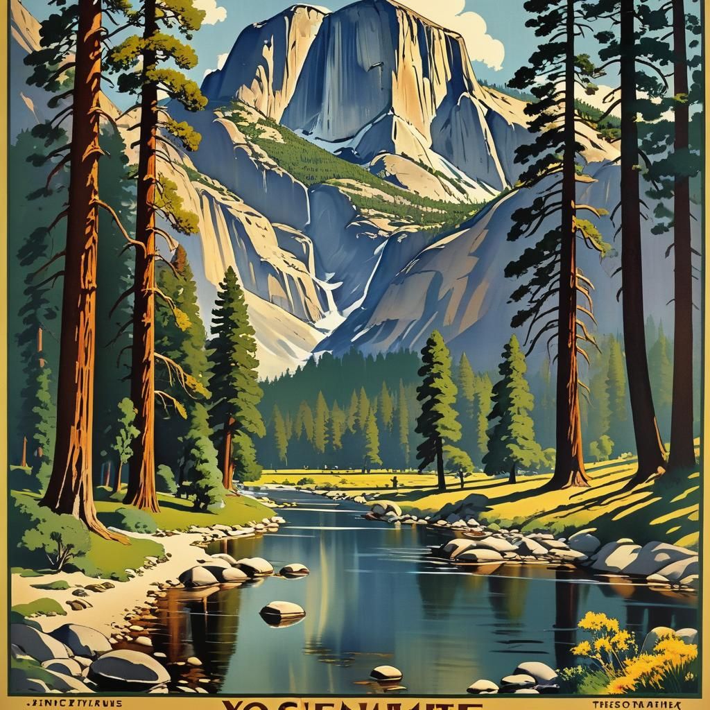 Yosemite National Park: Vintage 1930s Travel Poster