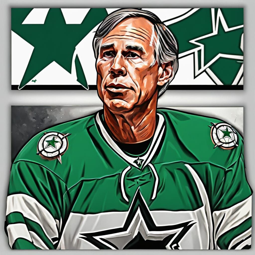 Texas Governor in Hockey Gear: A Hyperrealistic Splash Art
