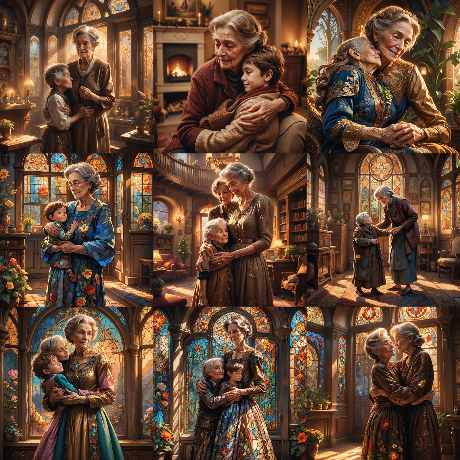 Touching Image of Grandmother and Grandson in Detailed Digit...