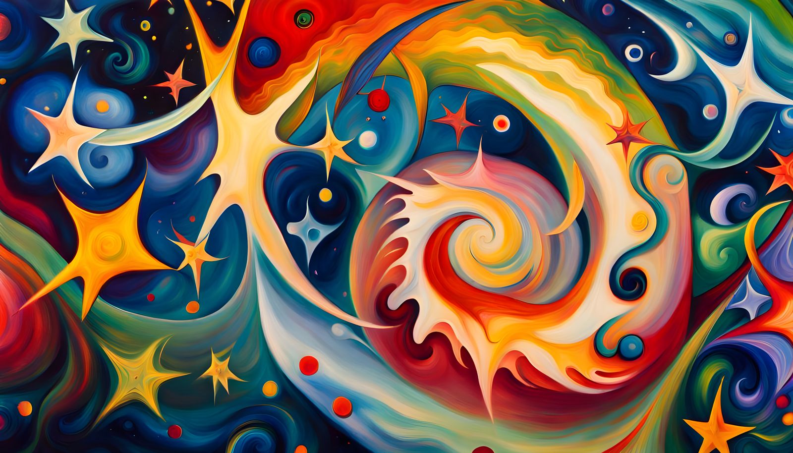 Iridescent Stars Formed from Cosmic Energy in Abstract Style