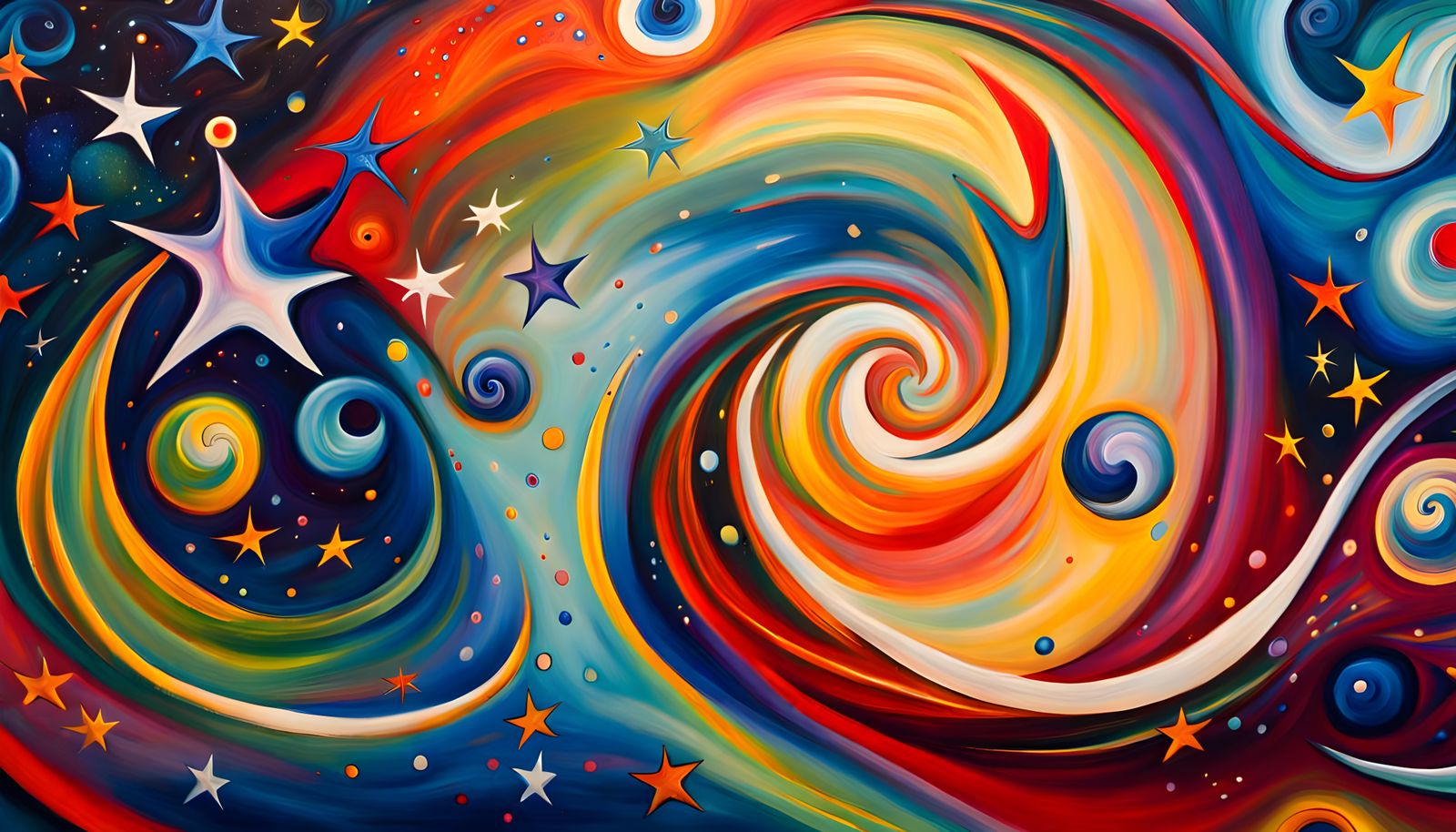 Iridescent Star Family in Abstract Expressionism