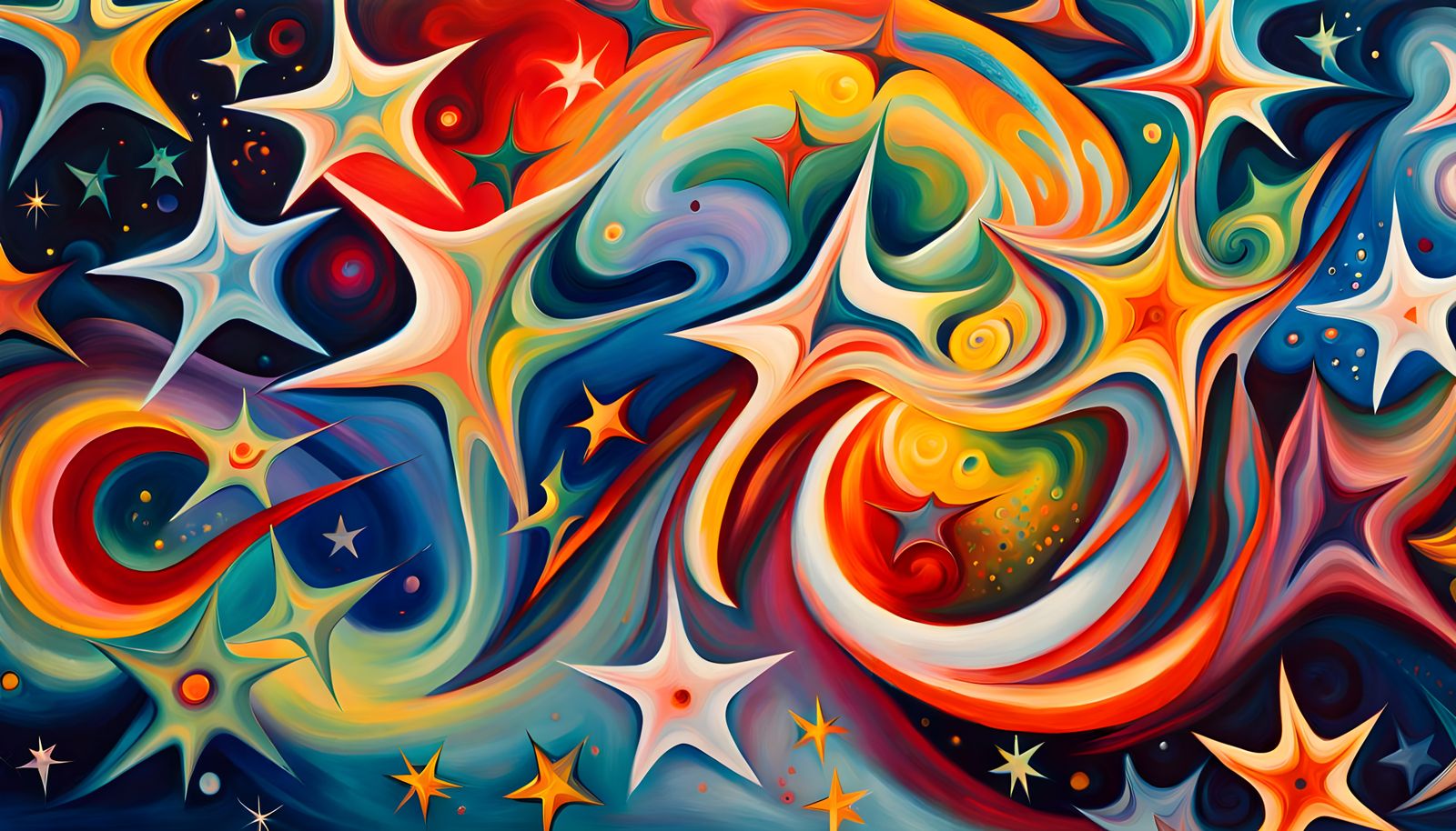 Cosmic Energy Forms Iridescent Stars: Abstract Expressionism