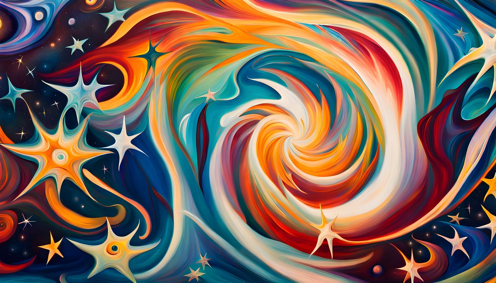 Iridescent Protostar Cluster in Abstract Expressionism