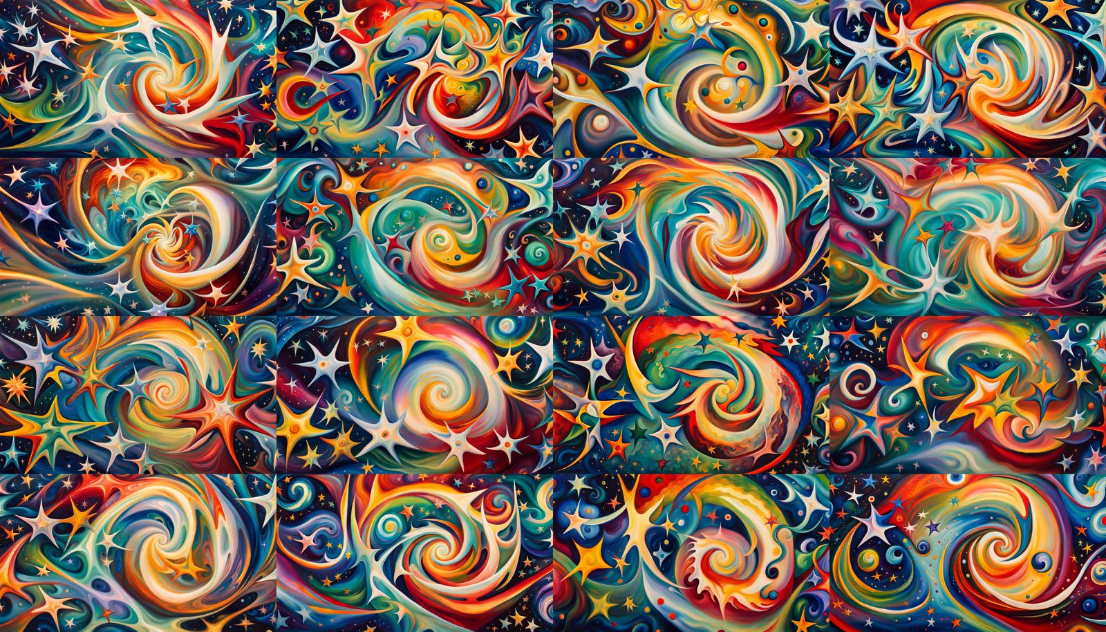 Iridescent Star Cluster Formation in Abstract Expressionism