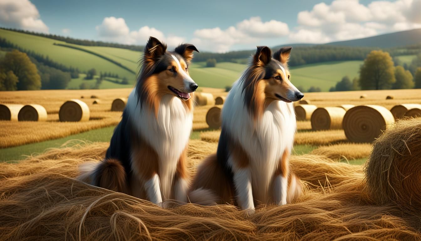 Collie Dog in Countryside: Detailed Matte Painting