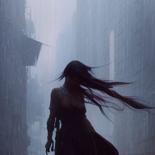 Rainy Dark Fantasy Art Nouveau Masterpiece