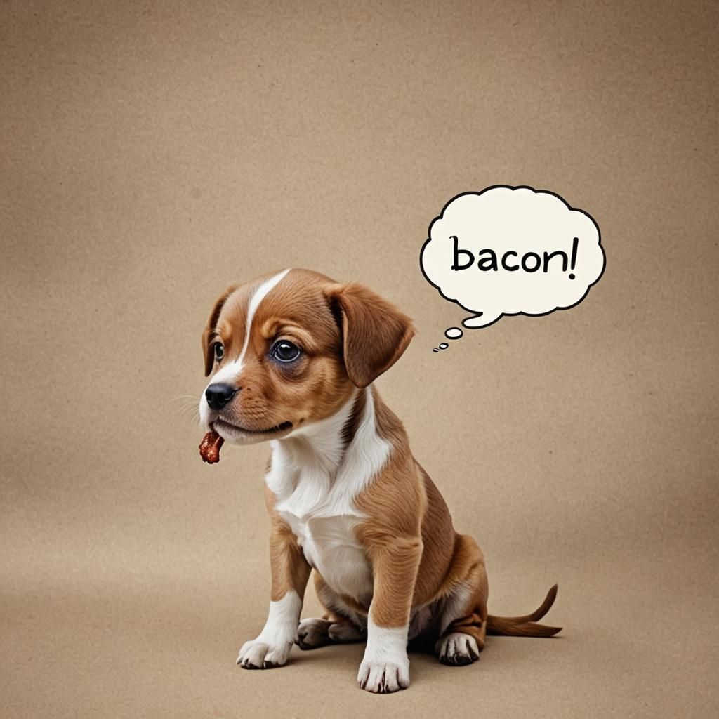 Hungry Puppy Dreaming of Bacon