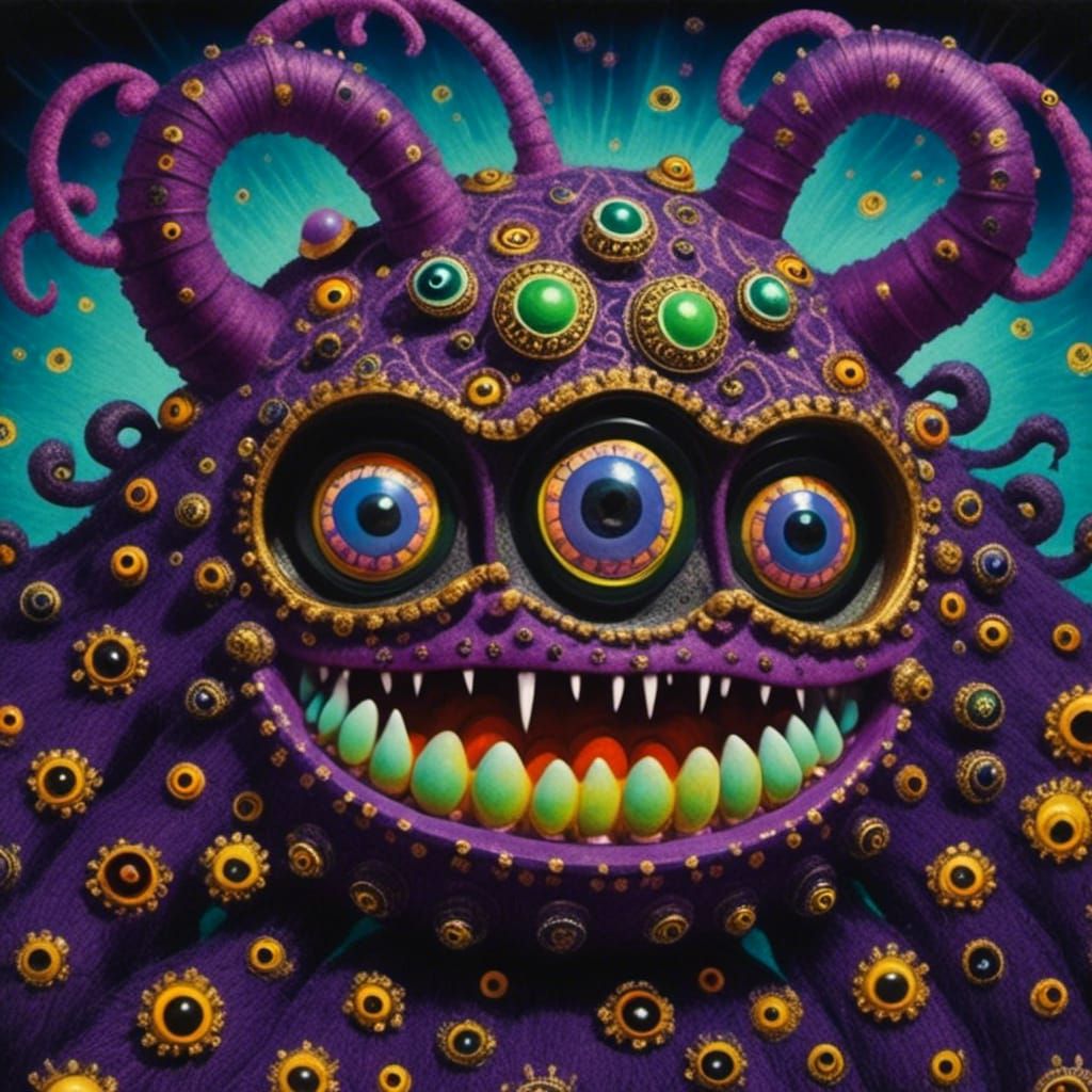 Multi-Eyed Blob Monster in Lovecraftian Horror Style