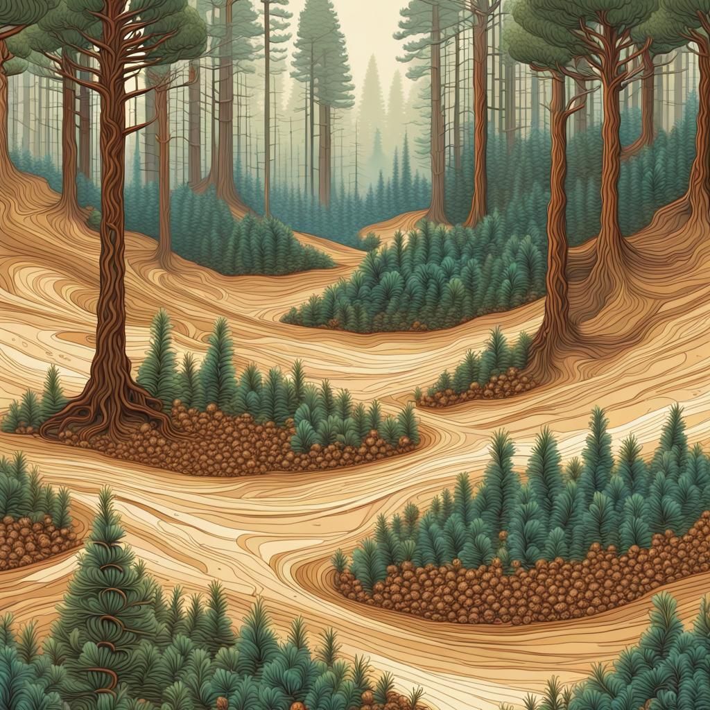 Ethereal Pine Forest Emerges from the Earth