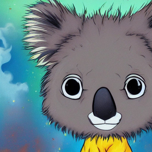 Cute Koala Cub in Vibrant Anime Style