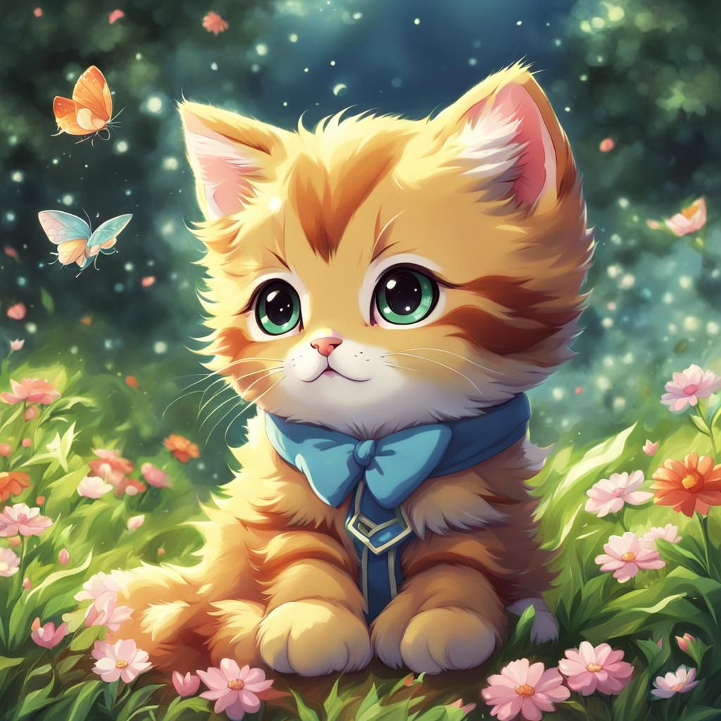 Kawaii Kitten in Anime Manga Style