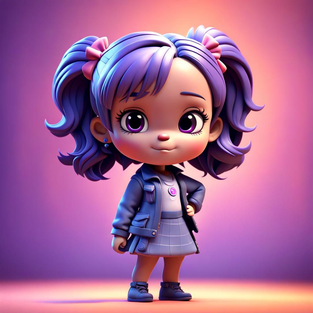 Chibi Character in Pixar-Style 3D Art