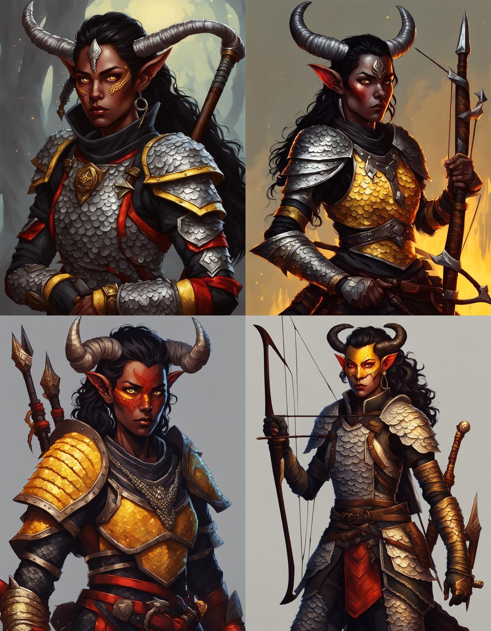 Tiefling Ranger with Bone Bow and Scalemail Armor