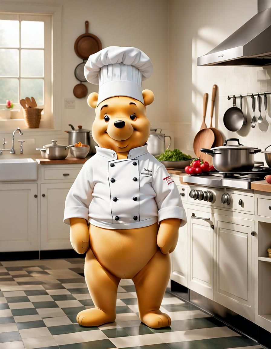 Winnie the Pooh as Chef in Kitchen