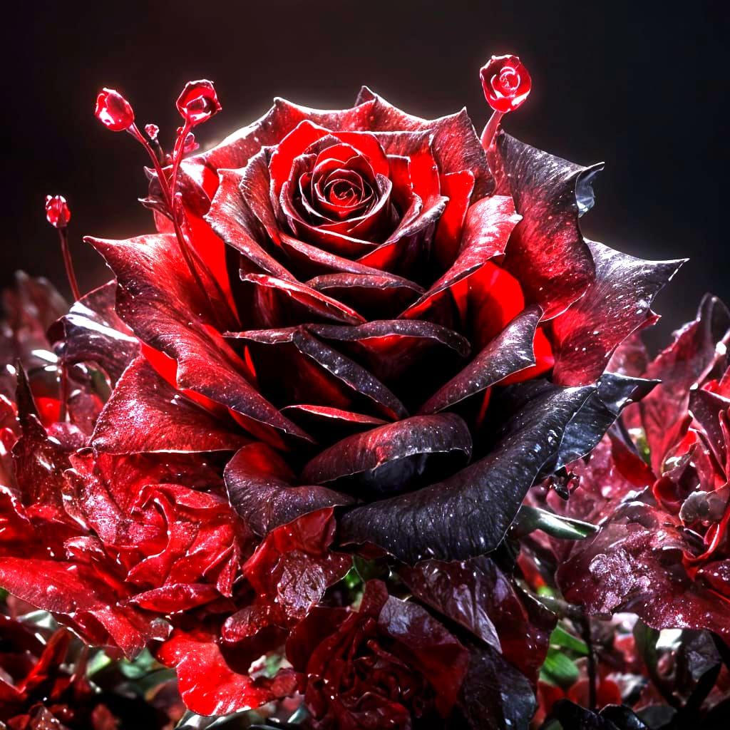 Crystalline Red Rose with Sparkling Texture