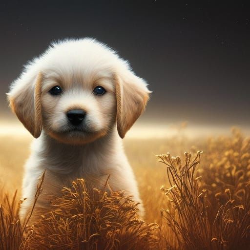 Hyperdetailed Puppy Concept Art in Cyberpunk Style