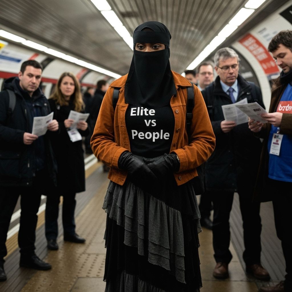 Thoughtful Niqabi Woman on London Underground Platform