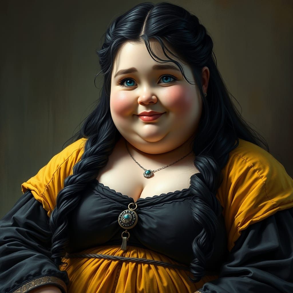 Obese Princess Portrait in Hyperdetailed Digital Art Style