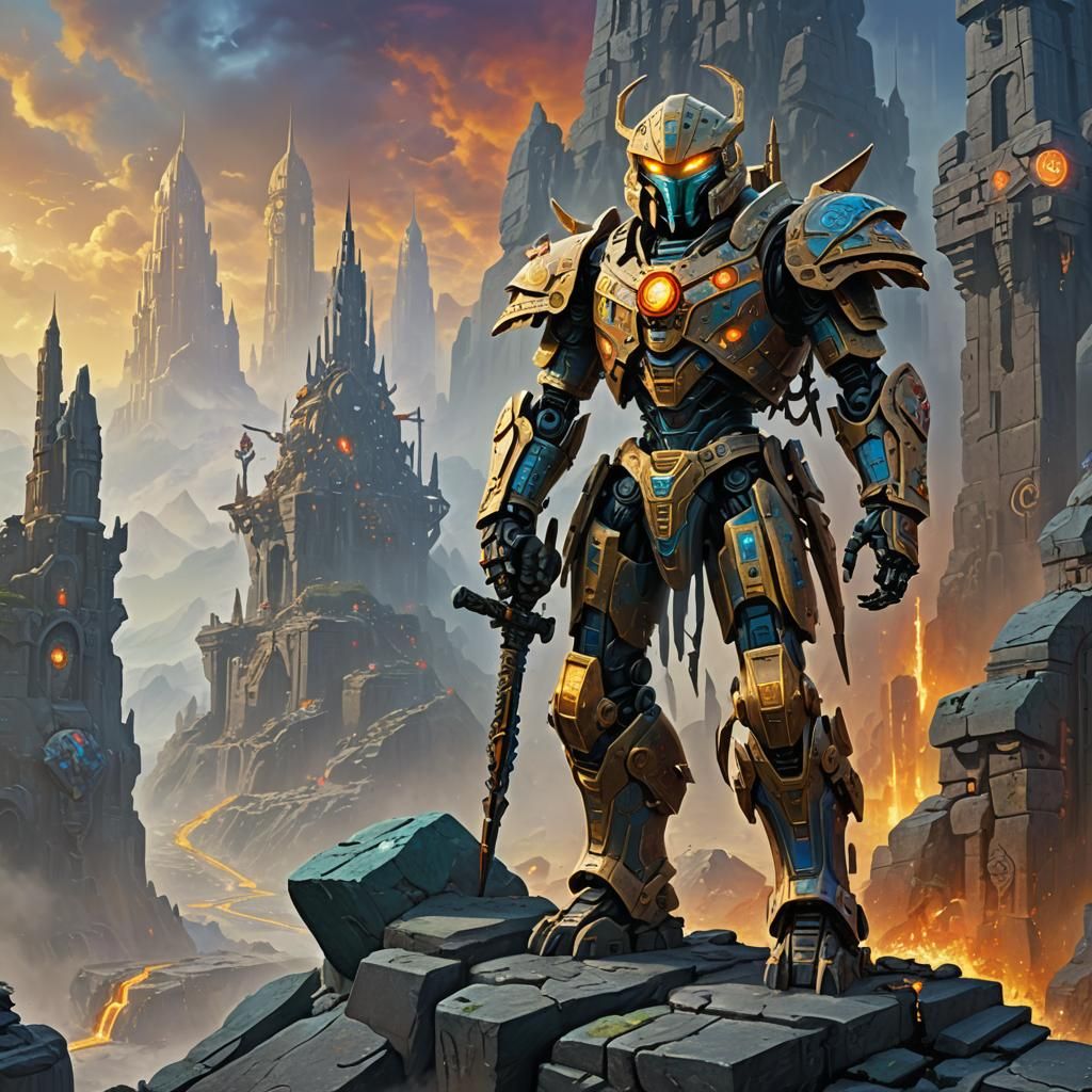 Bionicle Warrior in City of Stone: Fantasy Art