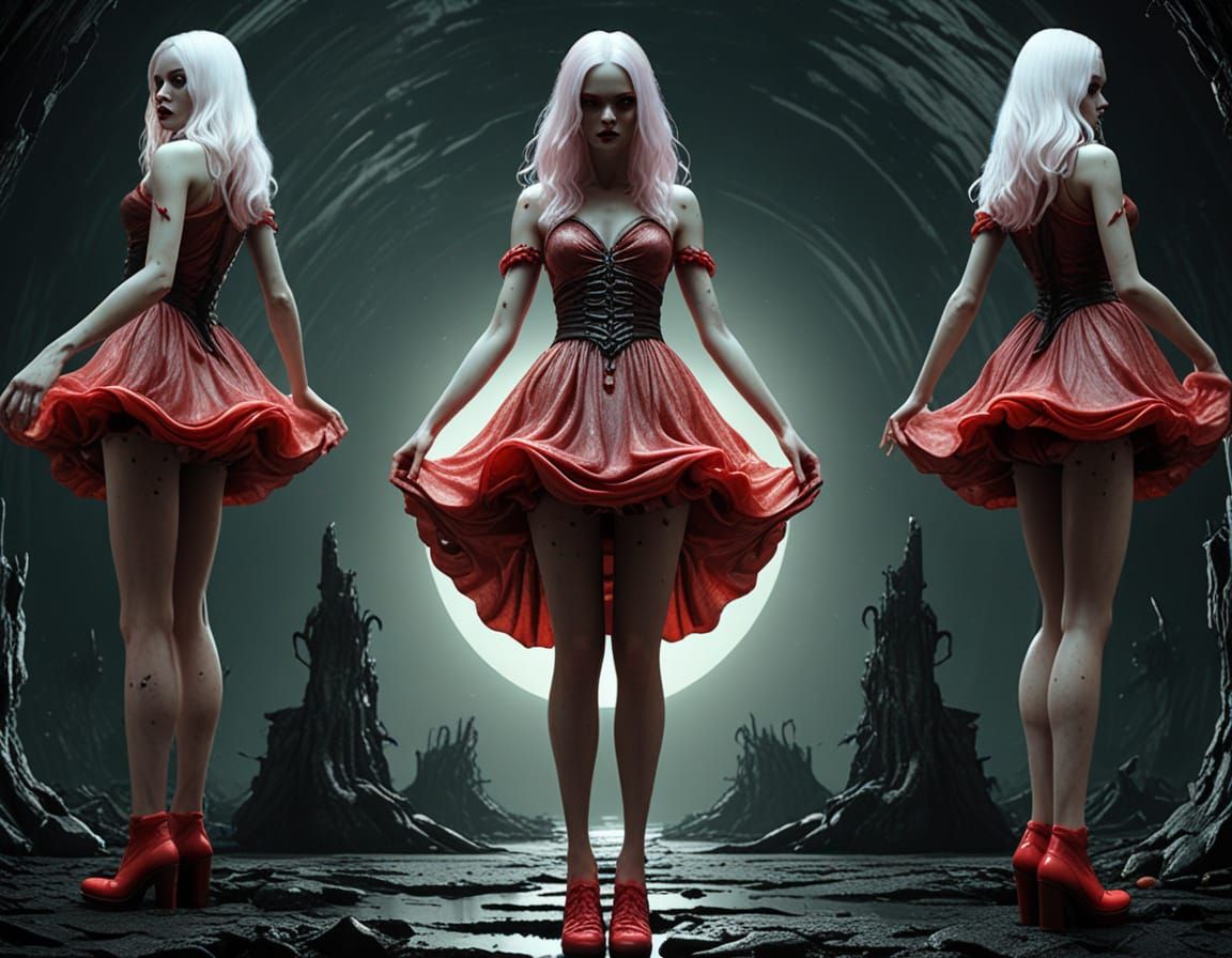 Surreal Sorceress in Melting Landscape, Giger Style