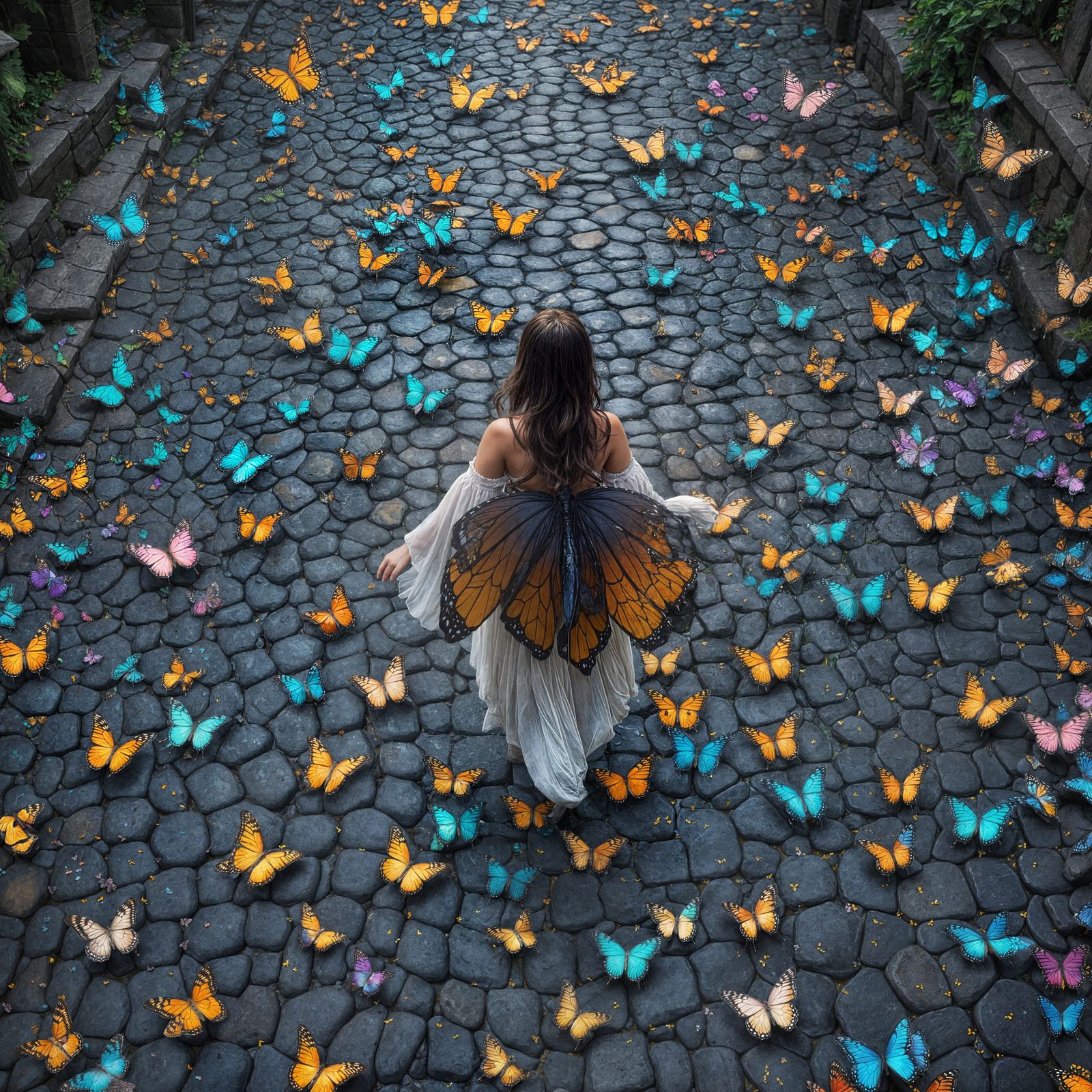 Butterfly Cobblestone Path in Fantasy Concept Art