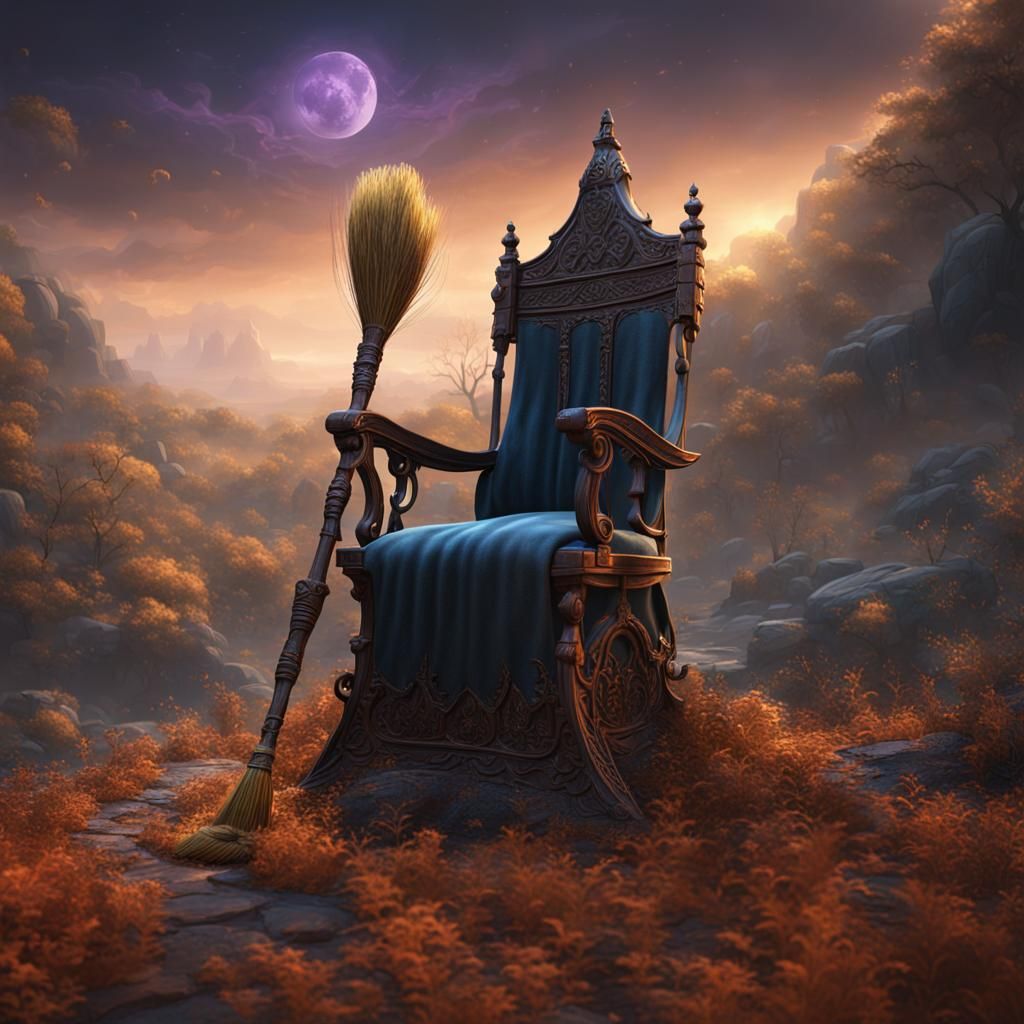 Three-Seater Witch's Broom: Fantasy Concept Art