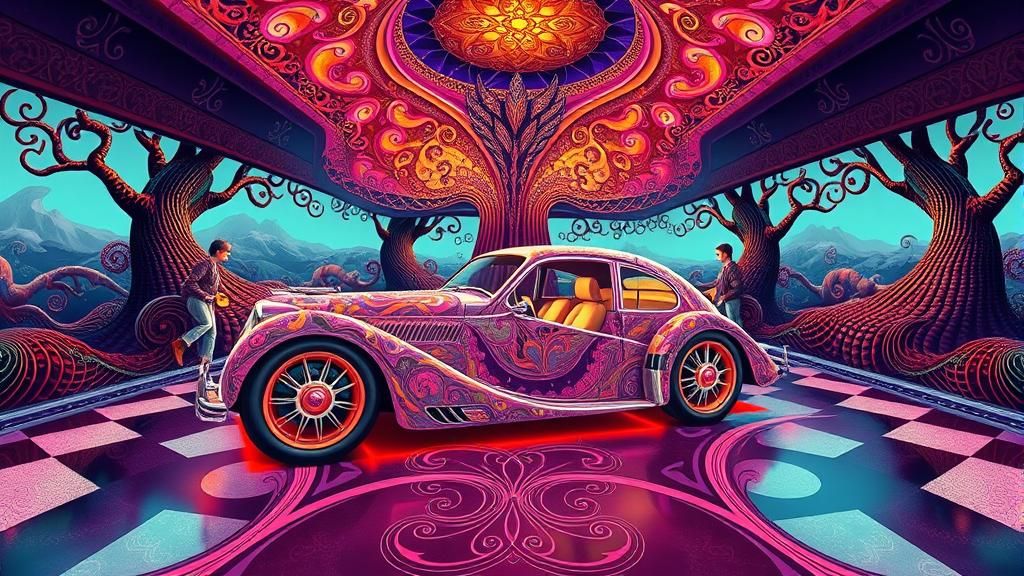 Surreal Fantasy Car in MC Escher Style