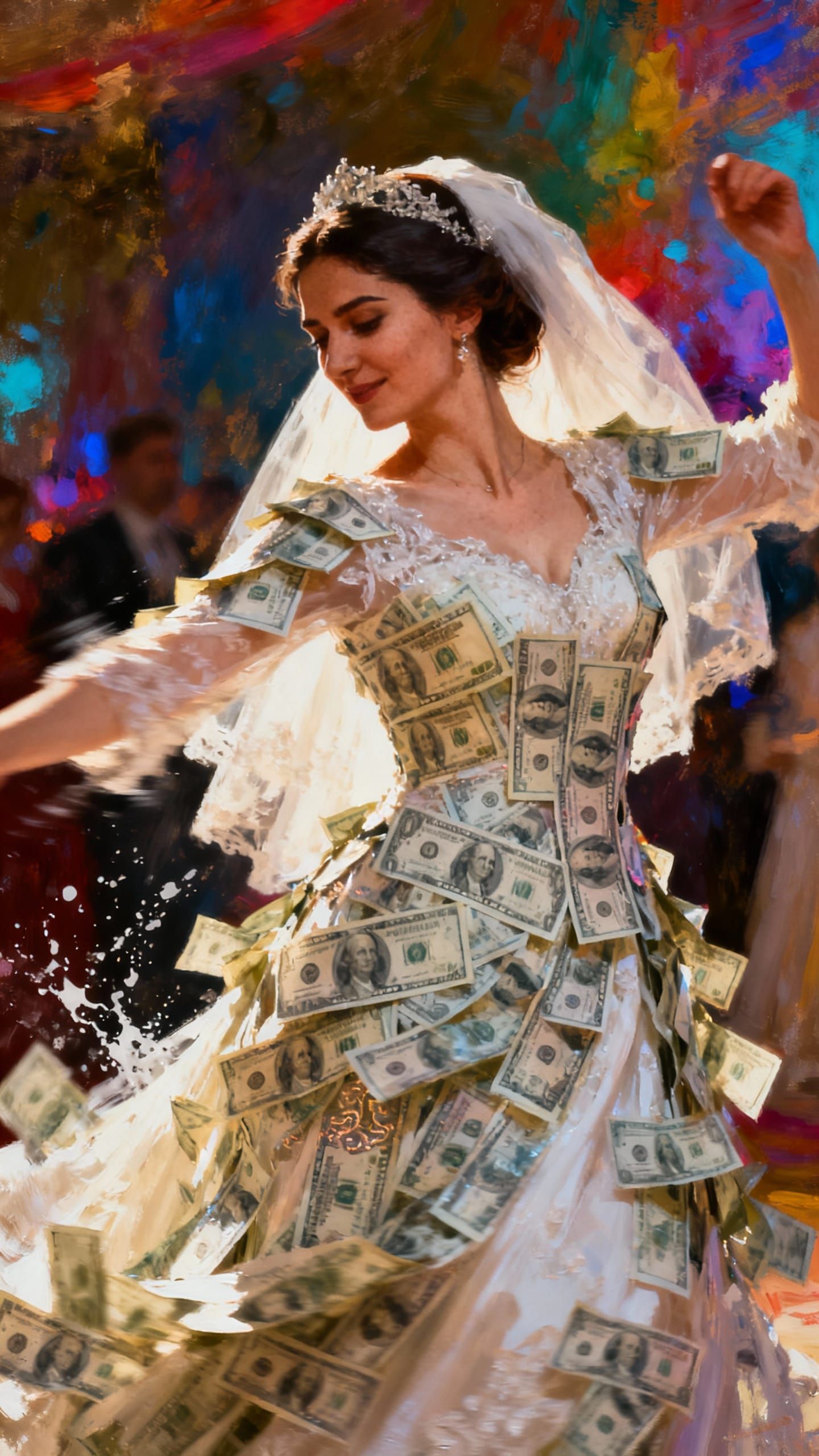 Macedonian Bride Dances in Dollar Bill Dress - Hyperrealisti...