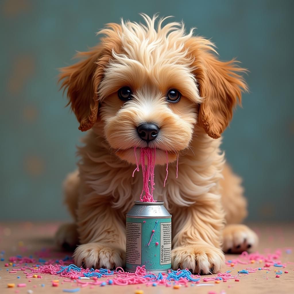 Havanese Puppy's Silly String Adventure: Hyper-Realistic Det...