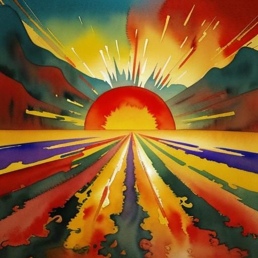 Lunar New Year Watercolor Landscape in Chinese Style