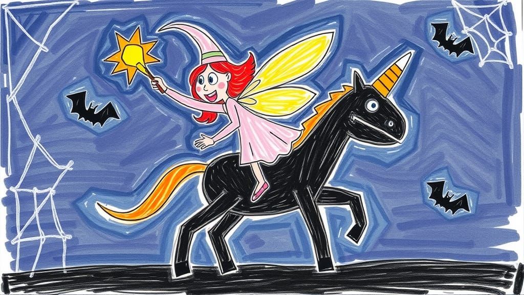 Badly drawn Crude, child-like drawing, crayons style,  winge...