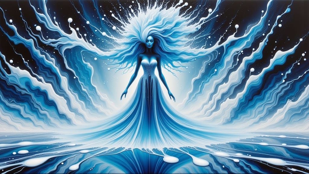 Ethereal Alien Woman in Frozen Landscape