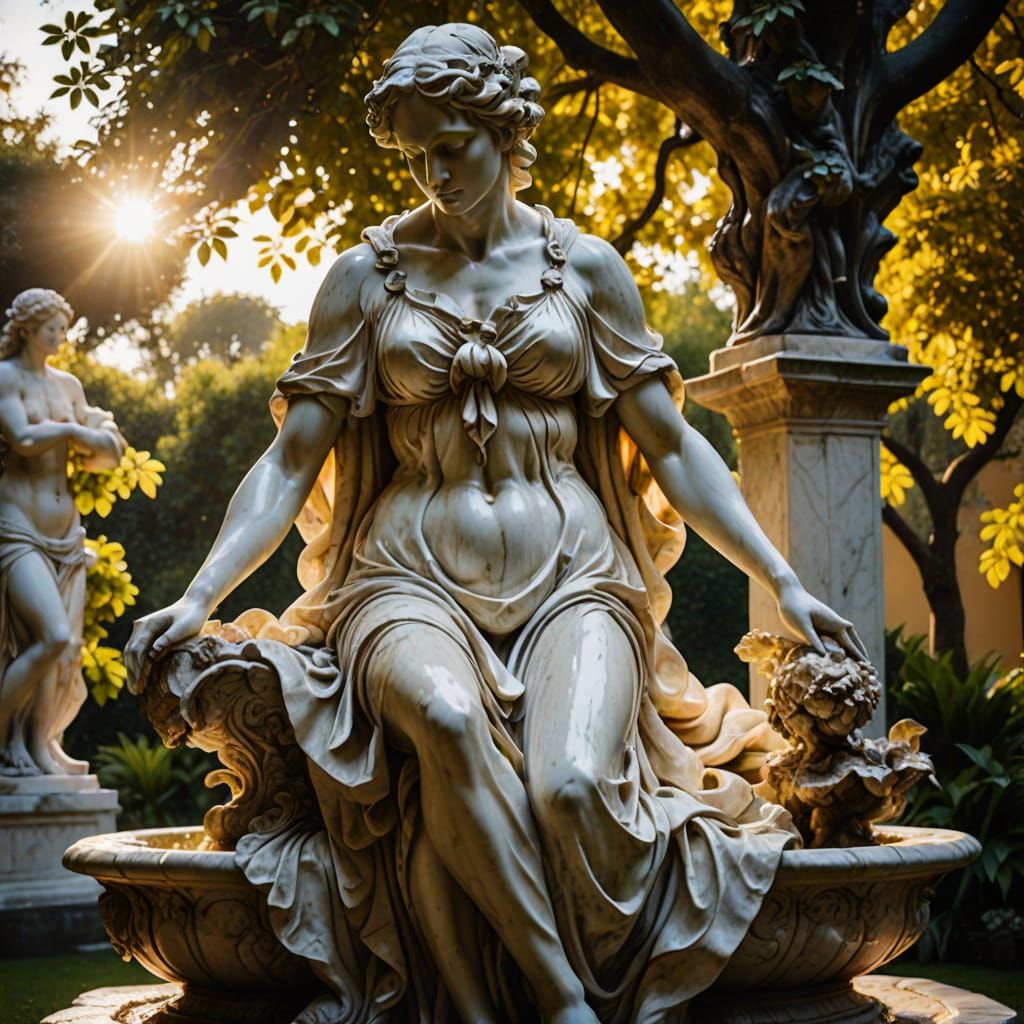 Baroque Marble Sculpture of Lilith Bathing