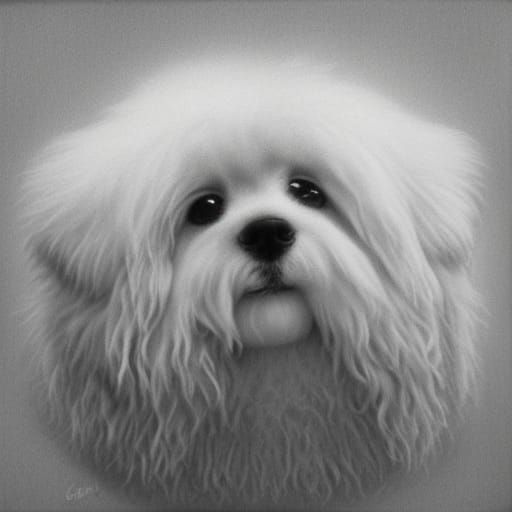 Photorealistic Fluffy Dog with Escher-esque Softness