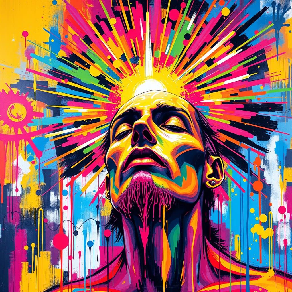 Surreal Street Art Illumination in Vibrant Polychromatic Gra...