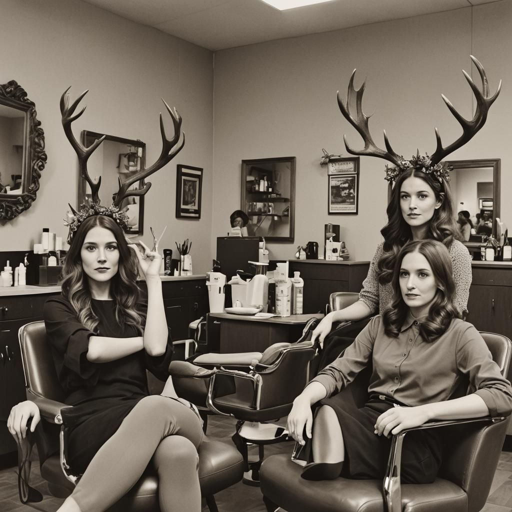 Antlered Women in a Hair Salon