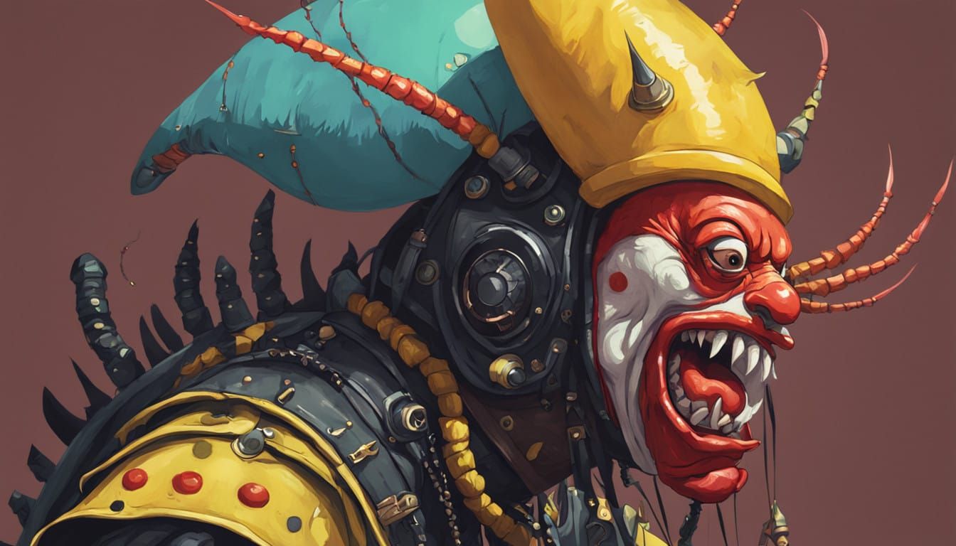 Whimsical Clown-Lobster Inmate in Vibrant, Absurdres-Inspire...