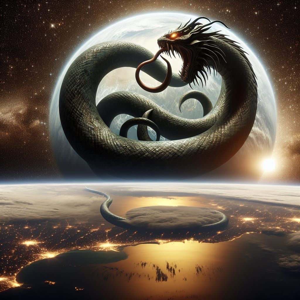 Mythological Serpent Encircles Earth From Space