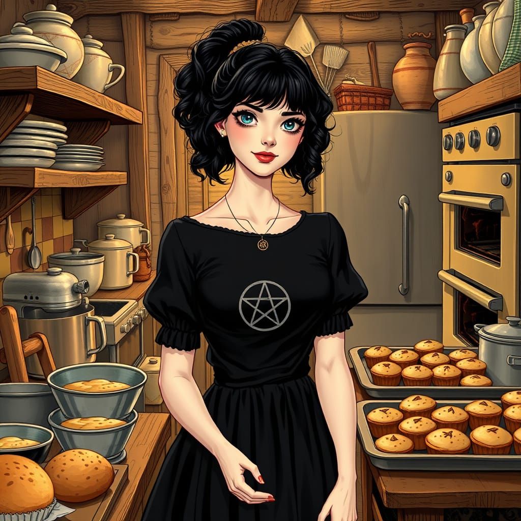 Mystical Kitchen Scene in Dark Fantasy Style