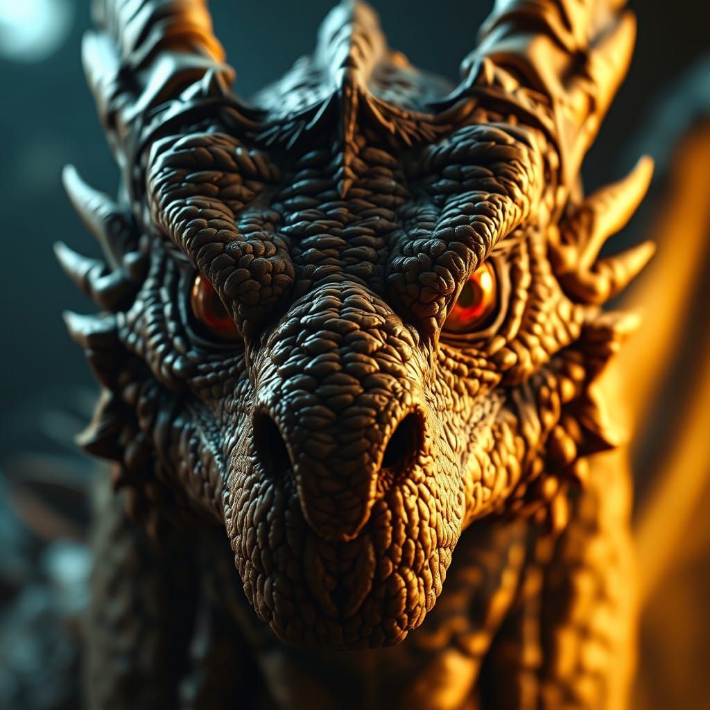 Majestic, Battle-Hardened Dragon in Golden Light