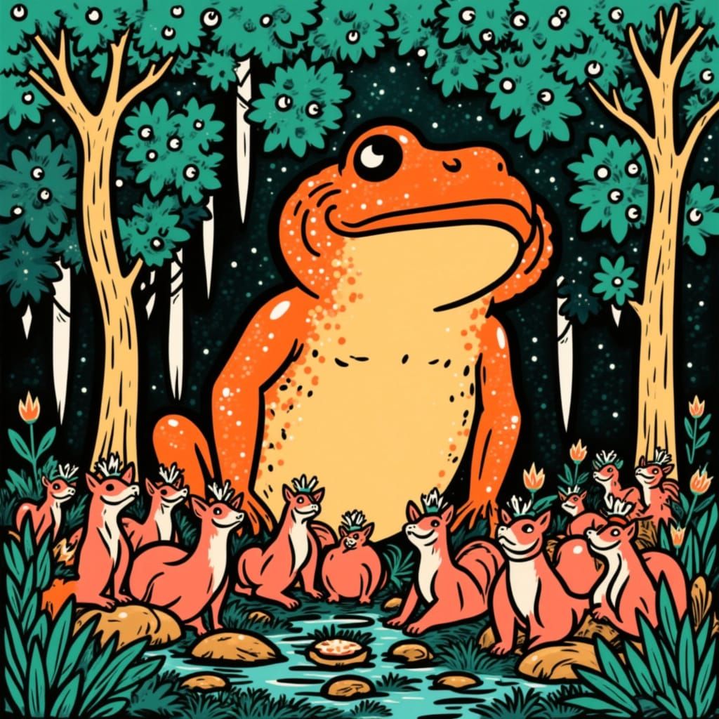 Giant Toad and Fox Bride Wedding in Forest