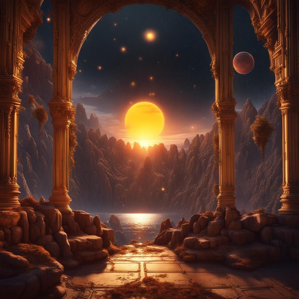 Fantastical Space Traveler Matte Painting in Deep Color