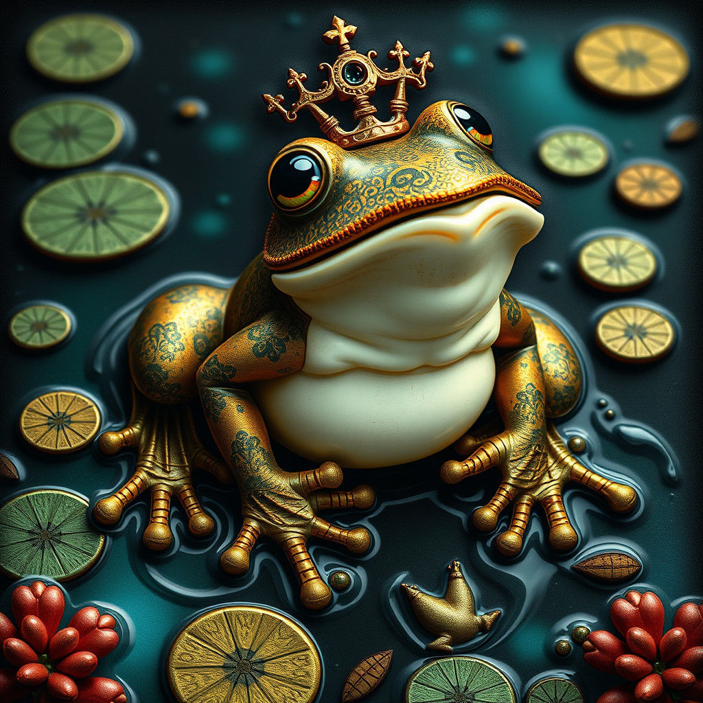 Queen Frog's Royal Celebration: A 3D Render