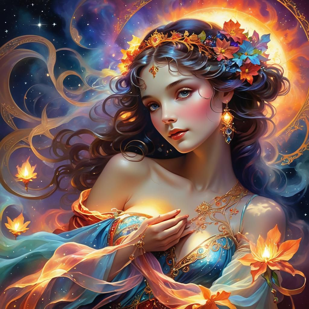 Ethereal Star of Love in Dark Fantasy Style