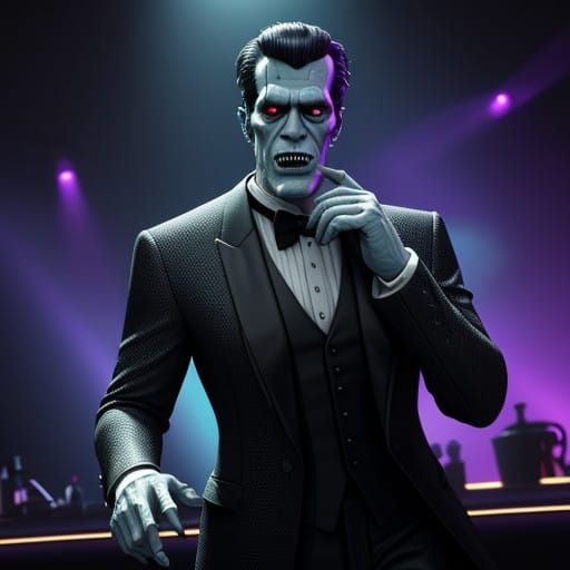 Frankenstein's Monster Sings in Retro Vegas Style