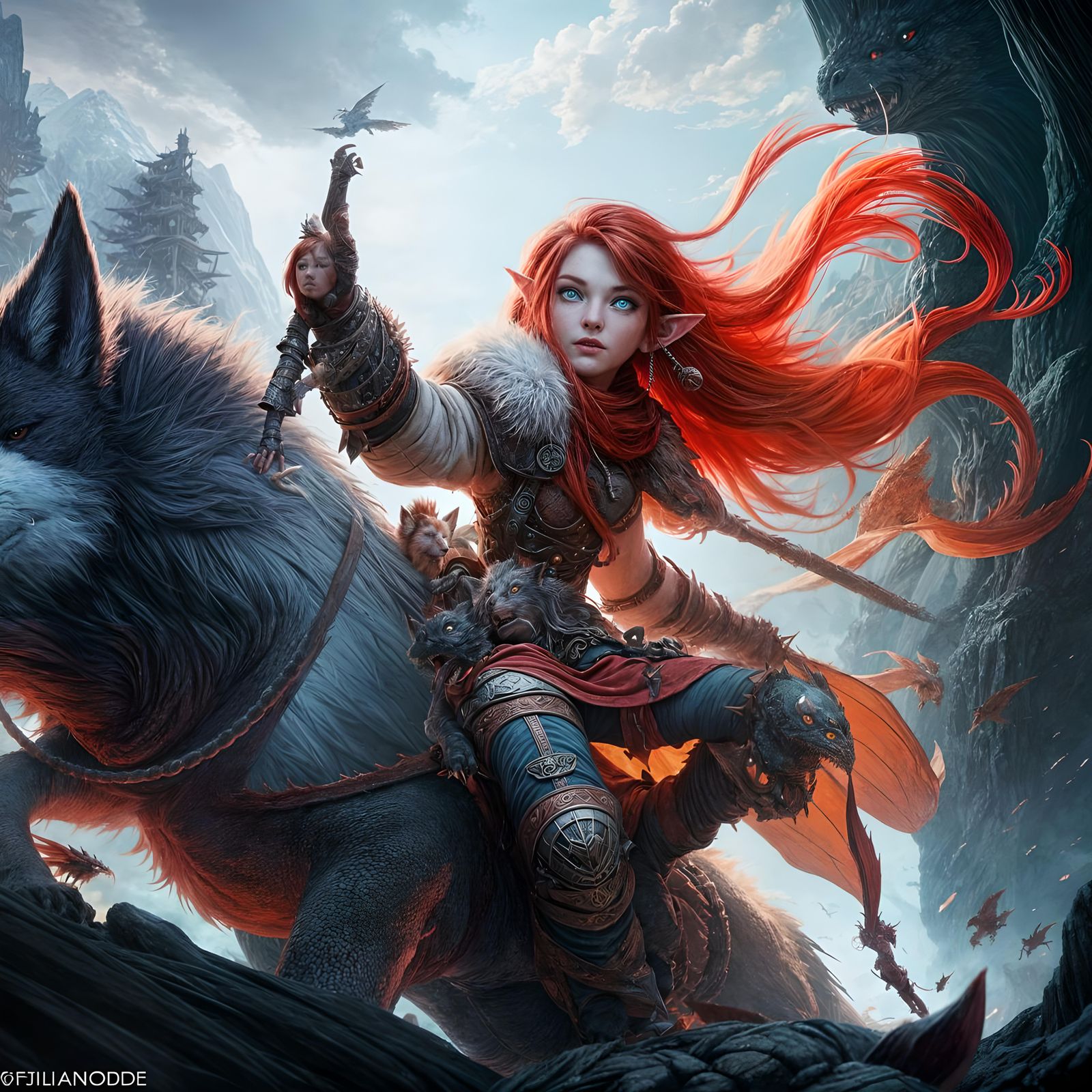 Gnome and Wolf Vardo Scene, Detailed Matte Painting