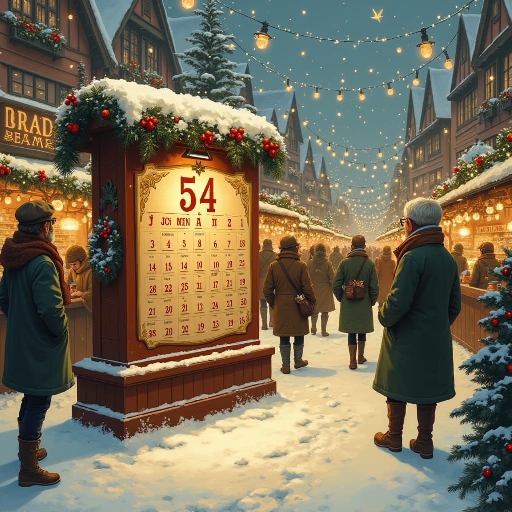 Festive Christmas Market Countdown Illustration